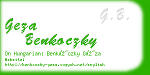 geza benkoczky business card